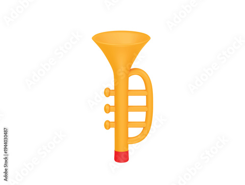 Trumpet musical instrument icon 3D render illustration