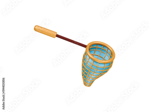 Insect catching net icon 3d render illustration