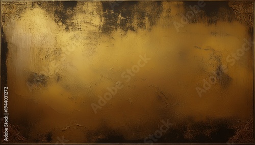 distressed painted surface gold brown black antique and aged metal wall vintage texture backdrop generative ai
