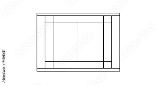 Overhead view of a rectangular badminton court with dividing lines
