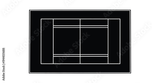 Abstract black and white geometric design with nested rectangular frames