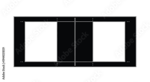 Abstract geometric composition featuring black and white rectangular shapes