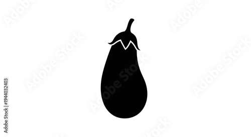 Minimalist Black and White Eggplant Illustration for Healthy Food Design