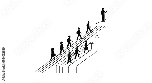 Business people climbing up stairs to success
