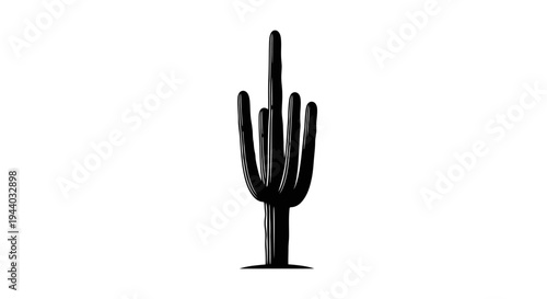Minimalist Black Cactus Silhouette for Modern Design