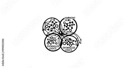 infographic elements with molecular structures and icons