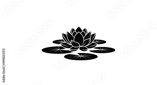 Elegant Black Water Lily Illustration for Nature and Wellness Themes