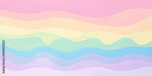 Abstract colorful background vector illustration featuring wavy rainbow curves and a vibrant blue water texture design for a summer landscape backdrop