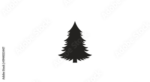 Silhouette of a Christmas Tree in Black and White