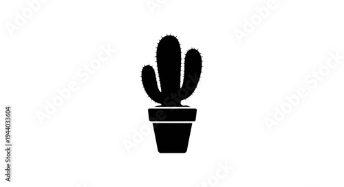 Simple Illustration of a Potted Cactus Plant