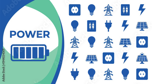 Power battery icon signifies energy storage capacity and electrical.