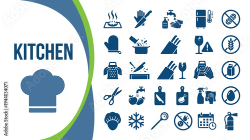 Kitchen chef hat represents culinary safety and food preparation graphic.