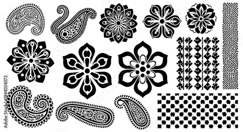 Collection of paisley and floral designs for textile and graphic projects