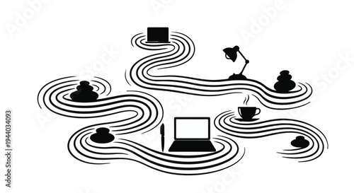 remote work and productivity concept with laptop and coffee