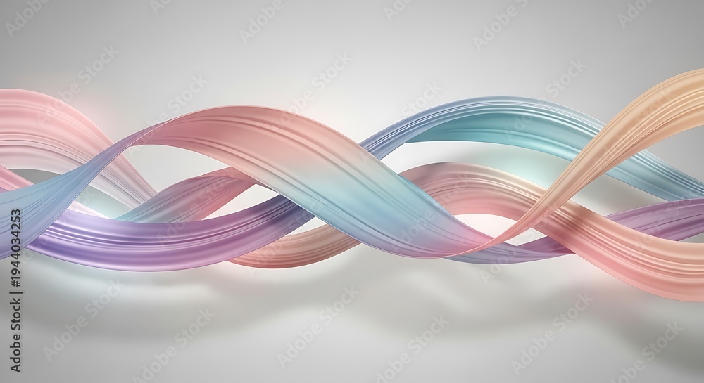 Fototapeta premium Abstract Swirling Ribbons of Pastel Colors Flowing Gracefully.