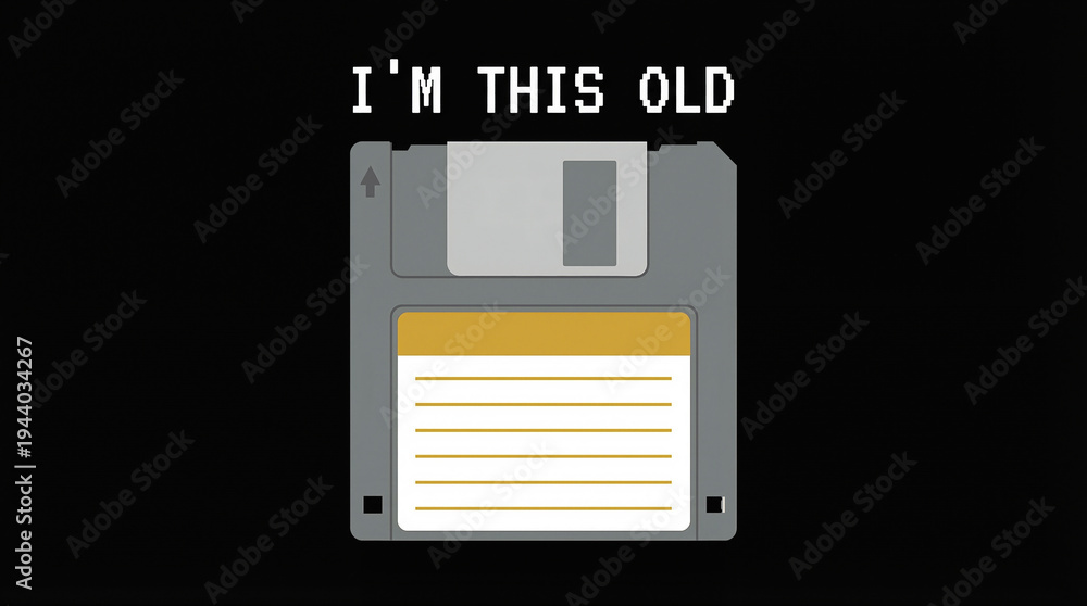Fototapeta premium I'm This Old Floppy Disk Illustration for Nostalgic Retro Tech Memes