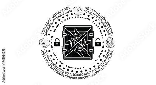 cybersecurity concept with lock and circuit board design