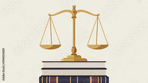 Golden scales of justice on stack of law books symbolizing fairness and legal knowledge in a professional setting
