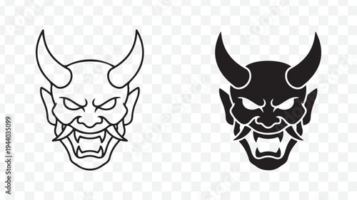 Ominous Devil Masks for Dark Designs and Edgy Projects isolated on Transparent Background