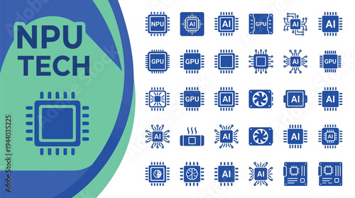 Neural processing unit chip icons represent advanced technology concepts.