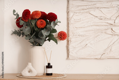 Dahlia flowers in vase with...