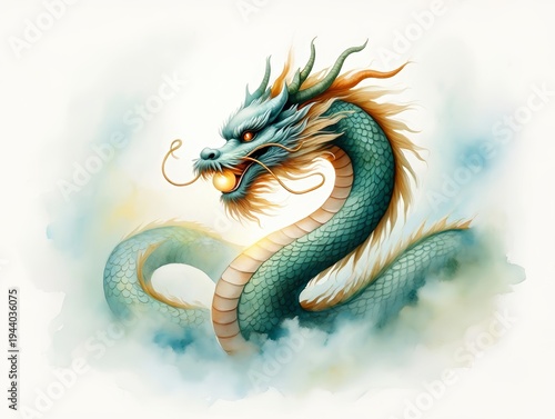 Majestic Green Dragon Holding a Pearl