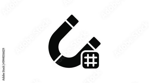 Black Magnet Hashtag Icon Vector