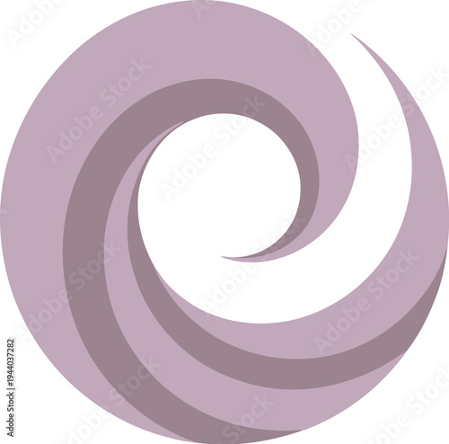 Swirling lavender abstract shape suggests motion and digital.