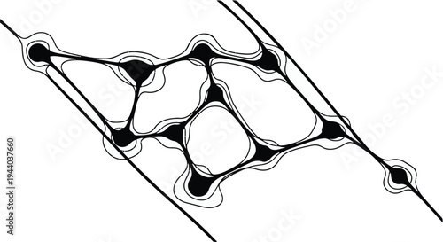 black and white illustration of abstract molecular structure