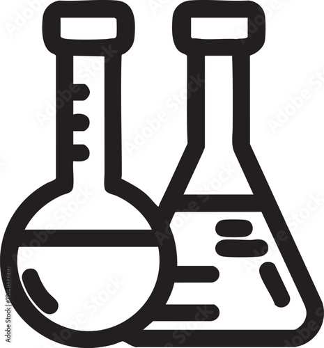 Science lab beakers vector icon: chemistry and experiment illustration eps silhouette