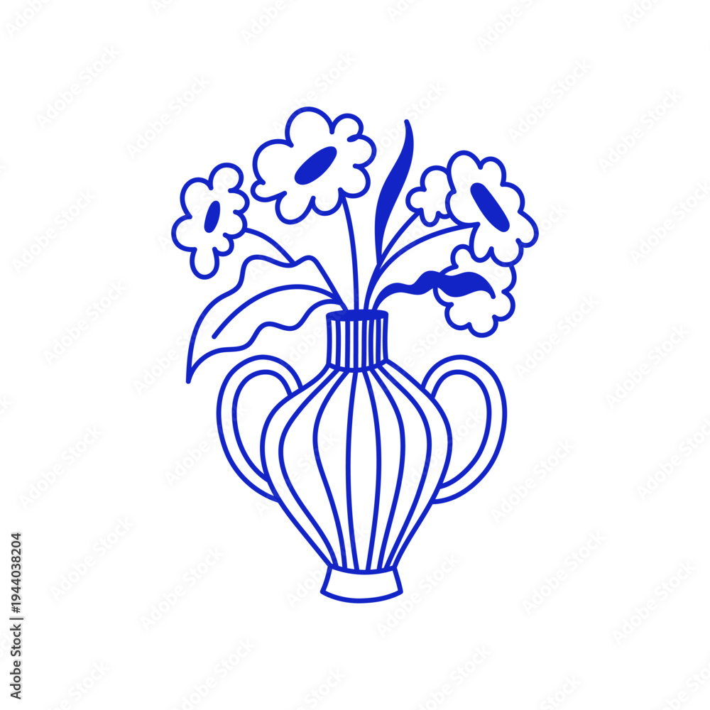 Fototapeta premium Vector doodle sketch illusrtation, flowers in line hand drawn style, gift and present, icon for card and print