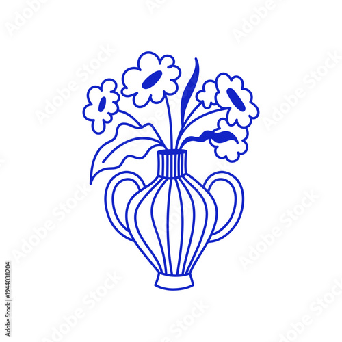 Vector doodle sketch illusrtation, flowers in line hand drawn style, gift and present, icon for card and print