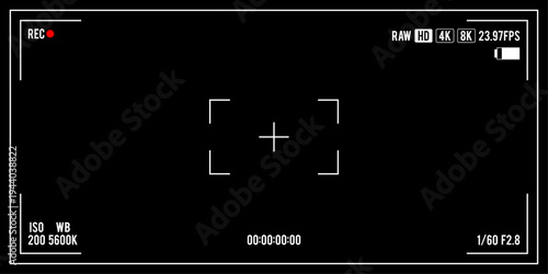 modern digital camera viewfinder recording overlay with 4k video settings.