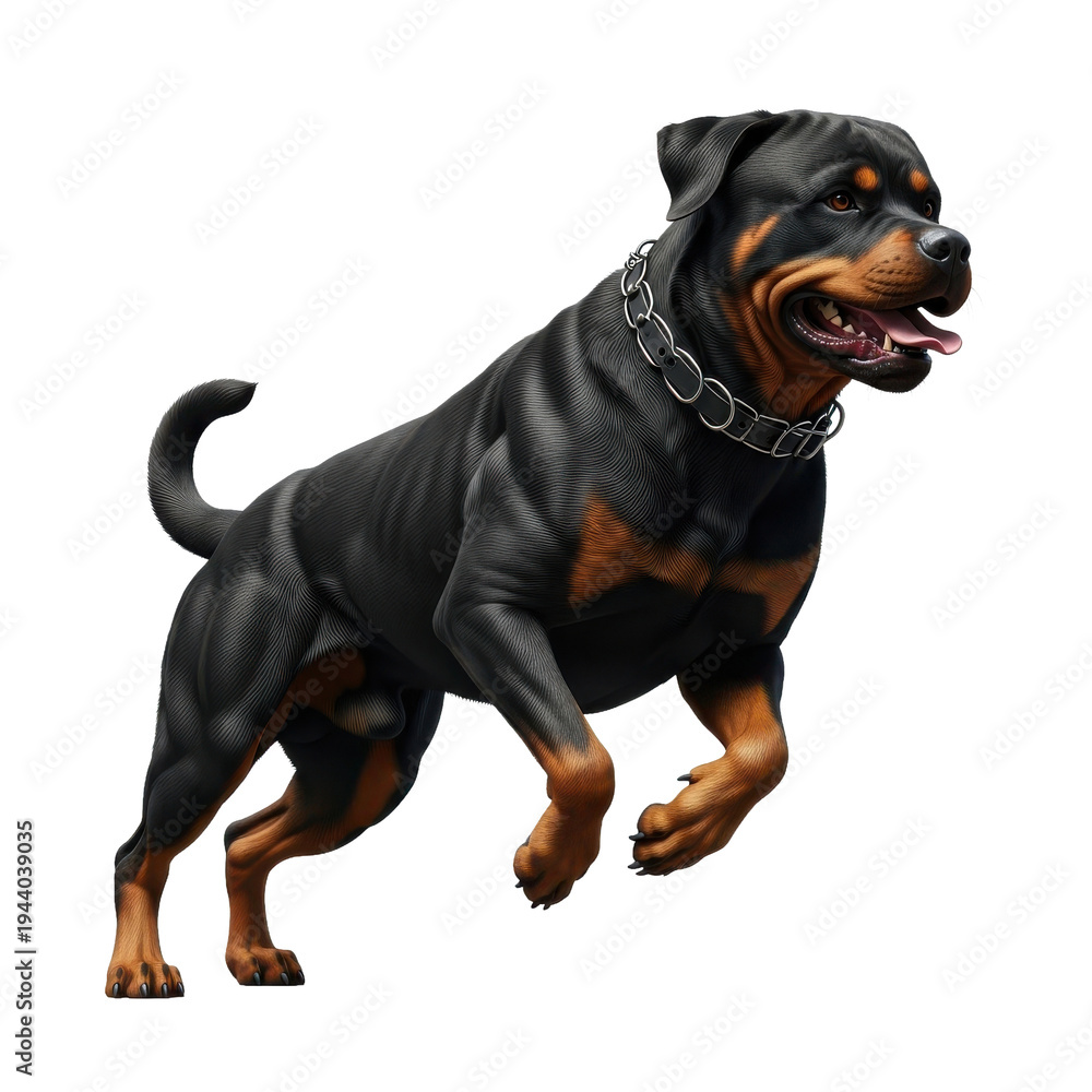Obraz premium Rottweiler Dog Running Black Background