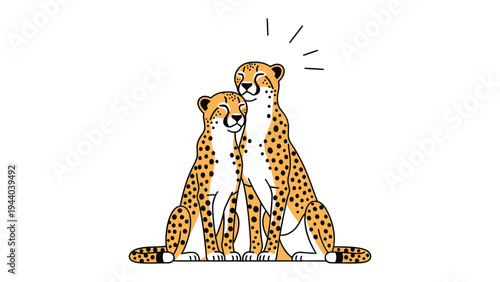 Cheetahs' Bond: a heartwarming illustration featuring two cheetahs. Their affection and connection radiate through this simple yet powerful graphic.