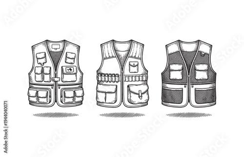 Tactical Gear Vests Sketch for Fishing and Hunting
