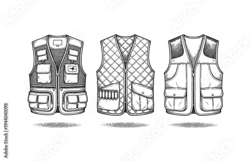 Tactical Gear Vests Sketch for Fishing and Hunting