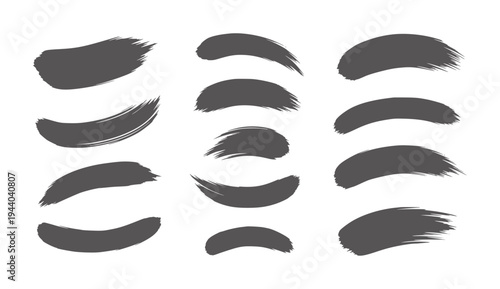 Collection of dark grey brush strokes white paint