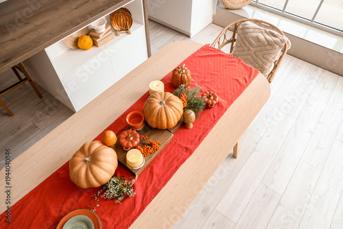 Pumpkins with autumn decor ...