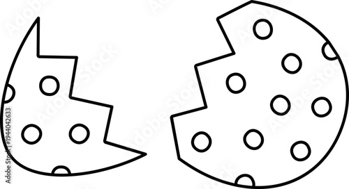 Easter Egg Cracked in Half line art.
Broken Easter Egg Shell Outline template.
Outline Drawing for Coloring Page. svg.