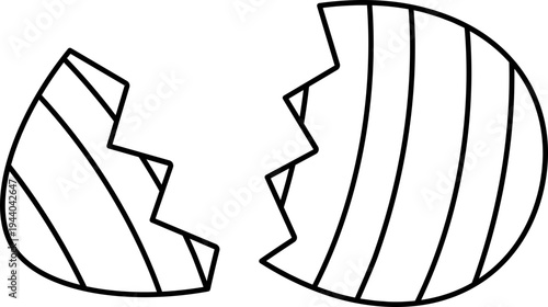 Easter Egg Cracked in Half line art.
Broken Easter Egg Shell Outline template.
Outline Drawing for Coloring Page. svg.