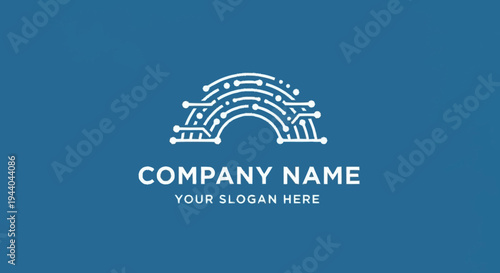 Abstract digital bridge logo with company name and slogan.