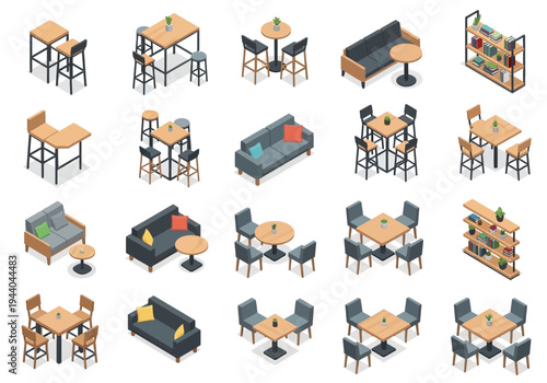 Isometric Collection of Furniture for Interior Design and Home Decor