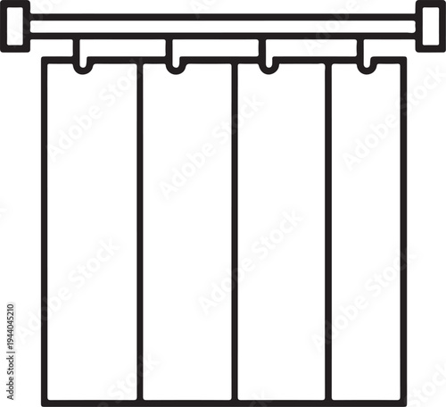 Illustration of black line drawing of a fourpanel room divider