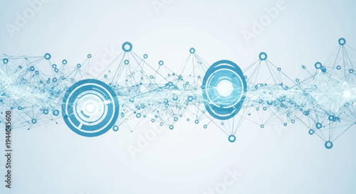 Abstract digital network connection with glowing nodes and lines.