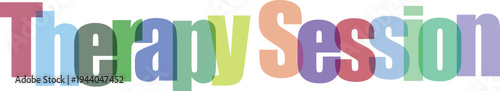 Colorful Overlapping Text "Therapy Session" on White Background