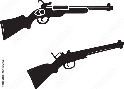Musket rifle silhouettes weapon vector illustration historical tools