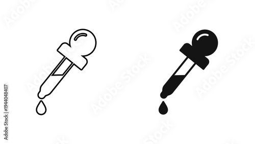 Eye Dropper Icon  with Pipette and Liquid Drop for Skincare, Medical Research, and Digital Color Picker Tool