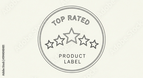 Top Rated Product Label with Five Stars Stamp.