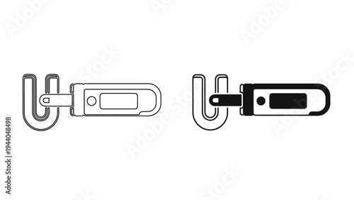 Digital Glucometer Icon  with Blood Glucose Monitor and Test Strip for Diabetes Care, Healthcare Apps, Medical Diagnostic Tools, and Sugar Level Monitoring